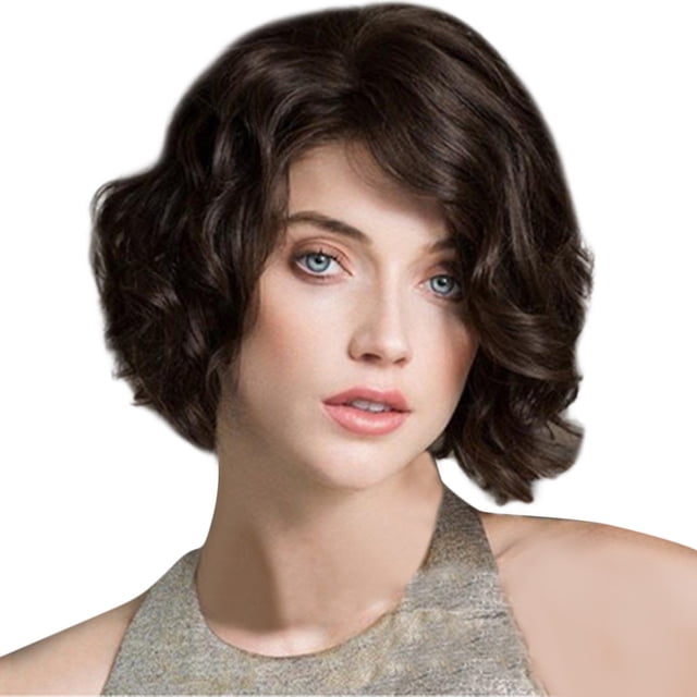 Fashion Synthetic Short Brown Curly Hair Wig 10 Inches High Temperature Fiber Rose Net Adjustable for Female Daily Party