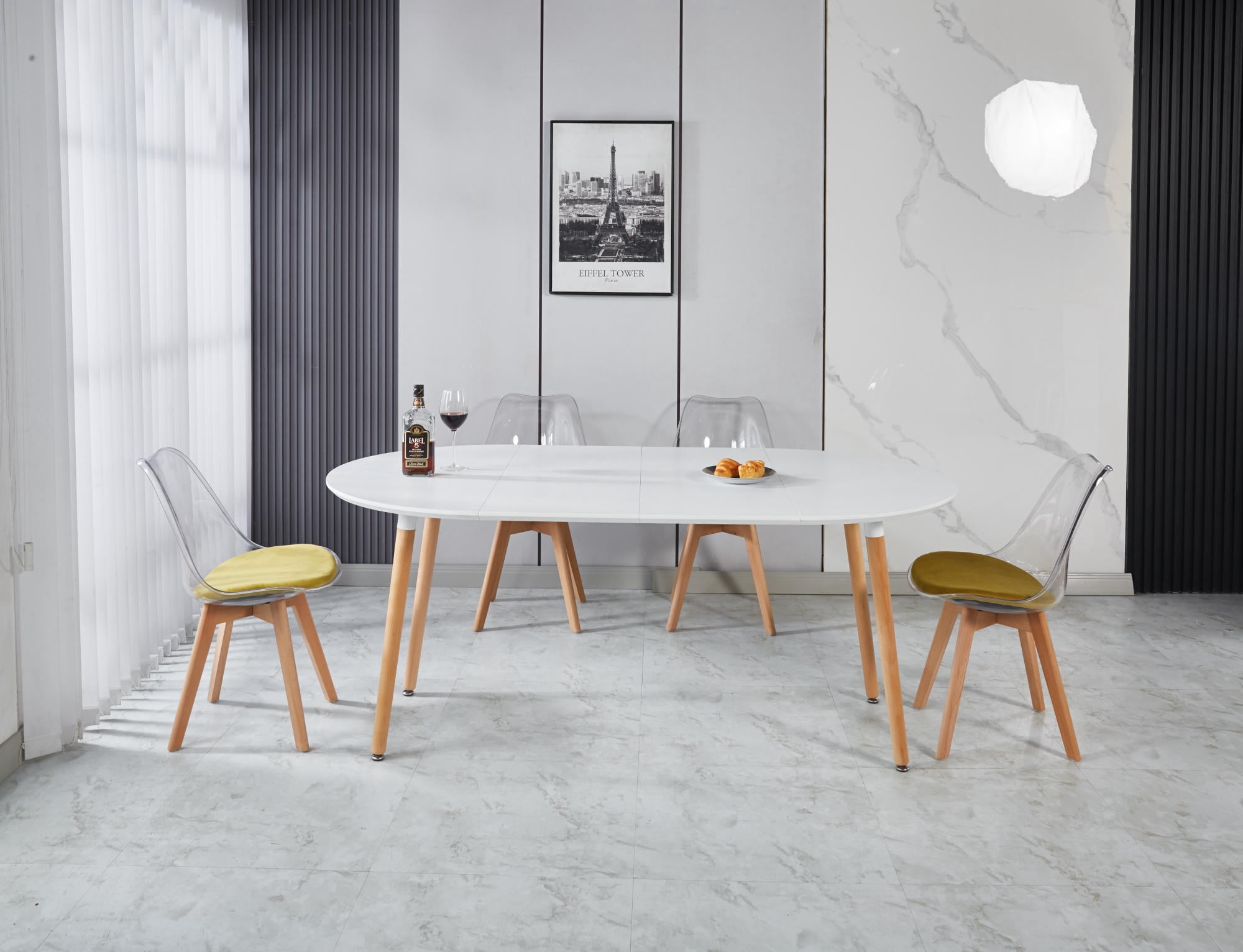 Round Dining Table,100/140/180x100x75cm,wood leg,white MDF table top