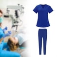 thumbnail image 4 of Xuanheng Women's V-Neck Short Sleeve Scrub Set, Bright Blue, M, 4 of 8