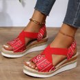 thumbnail image 2 of Womens Sandals Printed Beach Slippers Summer Wedge Platform Arch Support Orthopedic Shoes, 2 of 9