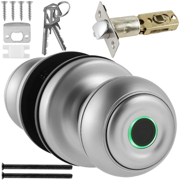 EIGTHTAIL Smart Door Knob Fingerprint Door Knob with 2 Keys APP/Key/Fingerprint Control Door Lock 3 Ways Unlock Aluminum Alloy Door Knob Bluetooth Smart Door Lock for Office Bedroom Dorm