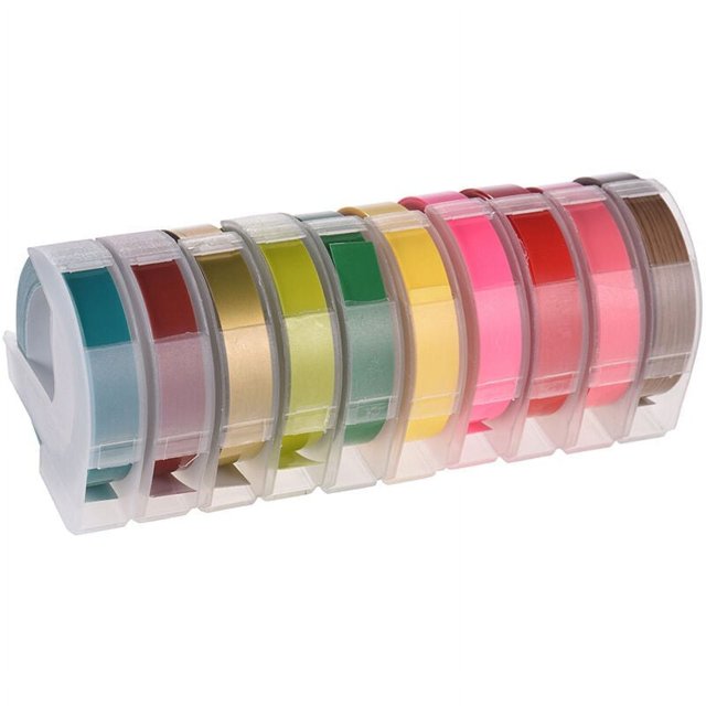 3D Plastic Embossing Tape Refill for DYMO 12965 1610 Label Maker, 9.8 Feet per Roll, 10 Rolls (Random Colors)
