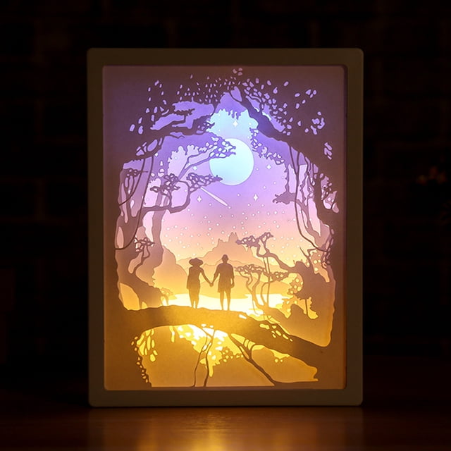 Yeacher 3D Paper Carving Night Light LED Papercut Light Box Sculptures Frame Gift Decorative Desktop Lamp