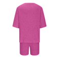 thumbnail image 4 of Mikilon Pyjama Décontracté pour Femmes, Ensemble de Sommeil d'Été, Confortable, Version Ample, Col Rond, Ensemble Deux Pièces, Manches Courtes, Blouse/chemise à Col Rond, Rose Vif, M, 4 of 6