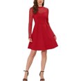thumbnail image 2 of INSPIRE CHIC Robe Patineuse de Fête pour Femme en Maille Transparente à Manches Transparentes avec Cœurs TP Rouge, 2 of 7