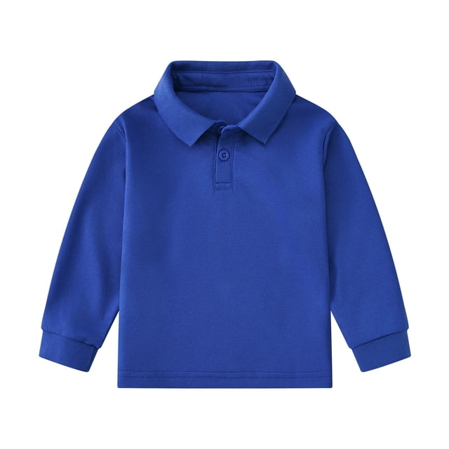 MIASHUI Chemises d'Uniforme Scolaire pour Garçons et Filles Manches Longues, Bleu Foncé, 9-10 Ans