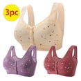thumbnail image 1 of Jsaierl Womens Daisy Bra Front Closure Sports Bras Beauty Back Full Coverage Comfor Easy Close Bra Front Buckle Corset 3 Pack, 1 of 8