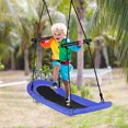 thumbnail image 2 of Costway Balançoire Soucoupe pour Arbre Surf Enfants Extérieur Plateforme Ovale Ajustable Ensemble avec Poignée Bleu, 2 of 9