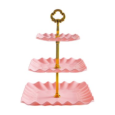 jifeng Présentoir à Cupcakes 3 Niveaux Présentoir en Plastique Présentoir à Gâteaux Décoration de Table Rose