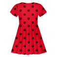 thumbnail image 4 of Robe Fille Enfant Été à Pois Slim Douce Respirante Manches Courtes Décontractée Robe Enfants Rouge 4 Ans-5 Ans, 4 of 5