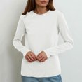thumbnail image 5 of MeetoTime T-Shirt à Manches Longues en Coton pour Femmes Col Rond Basique Couleur Unie Chandail Confortable, 5 of 5