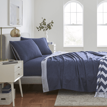 Riley Home Flannel Sheet Set, Navy, Queen