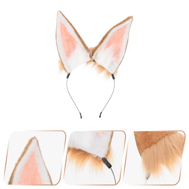 HINTRMENT Khaki Rabbit Ear Headband Animal Ear Hairband Cosplay Party Accessory Delicate Festival Headwear