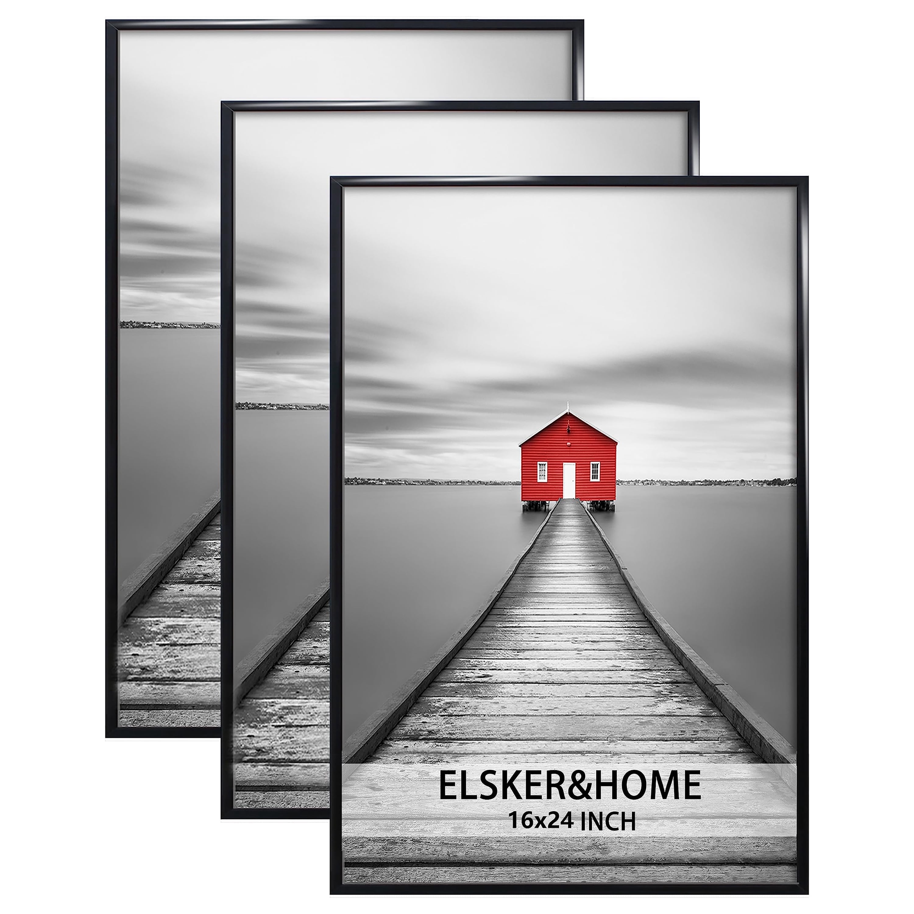 ELSKER&HOME 16x24 Poster Frame 3 Pack, Black Picture Frame for Horizontal or Vertical Wall Mounting