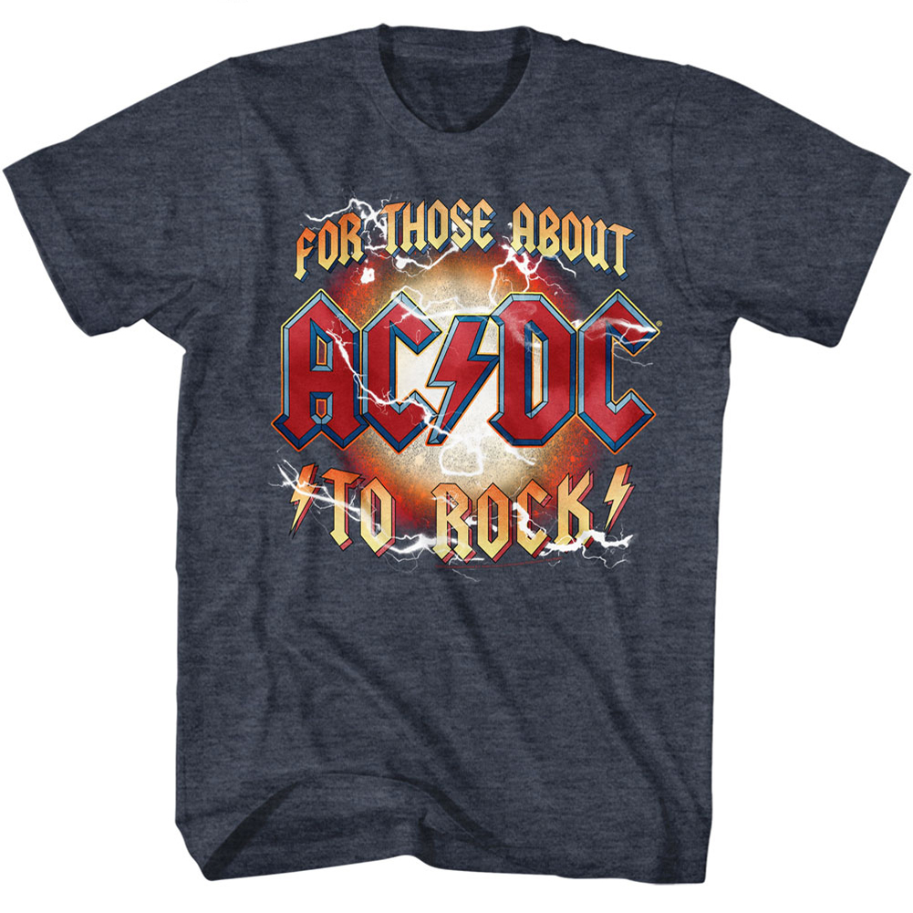 ACDC RWB For Those About to Rock Navy Heather Adult T-Shirt Tee