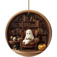 thumbnail image 1 of Décorations d'Halloween Ohufall Décorations de Noël Rondes Imprimé Père Noël Souriant Décoration Ronde Décorations d'Arbre des Fêtes avec Lanière Léger, 1 of 1