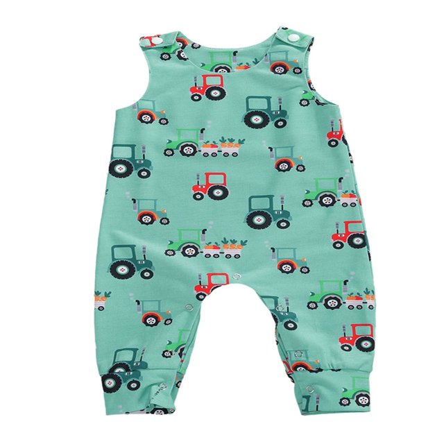 Infant Baby Cartoon Patterns Jumpsuit Cute Style Sleeveless Neck Printing Romper