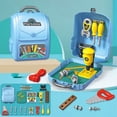 thumbnail image 4 of Light Blue Kids Mini Kitchen House Toy Set Beauty Backpack Cosmetic Toolbox Role Play Pretend Cooking Safe Abs Plastic For 4 To 8 Year Olds, 4 of 7
