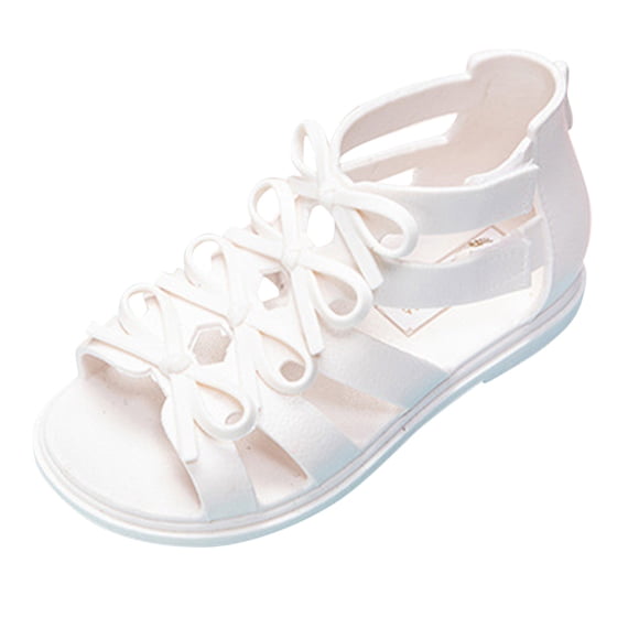 FhsagQ Sandals for Girls Sandals Size 3.5 Big Girls Little Girls Soild Bowknot Princress Shoes Soft Sole Non First Prewalker Beach Shoes Sandals (White Size 28)