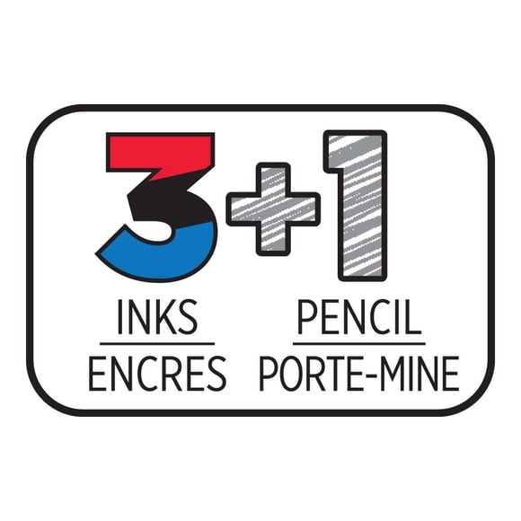 BIC 4-Color 3+1 Ballpoint Pen and Pencil, Medium Point (1.0 mm), 0.7mm Lead, Assorted Inks, 1-Count