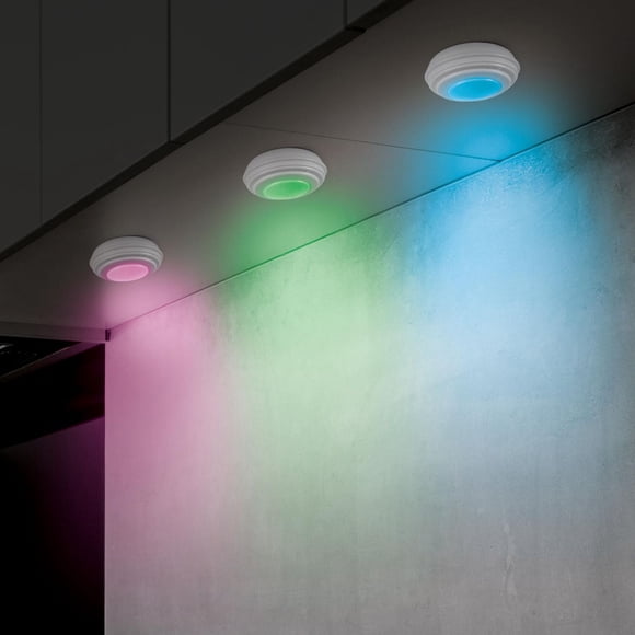 Merkury Innovations Multiglo Multicolor Puck Lights - 3-pack
