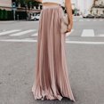 thumbnail image 2 of B91xZ Jupe Courte pour Femmes Taille Haute Élastique Plissée Fluide Évasée Jupe Longue, Rose S, 2 of 4