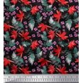 thumbnail image 1 of Soimoi Polyester Crepe Fabric Spruce Leaves & Lily Floral Print Fabric by The Yard 42 Inch Wide, 1 of 3