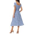 thumbnail image 3 of INSPIRE CHIC Robe Décontractée à Fleurs pour Femme avec Poches Col Ras du Cou Manches Courtes Boho Fluide Midi L Bleu, 3 of 6