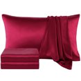 thumbnail image 1 of Unique Bargains Satin Sheet Set 4 Pcs Polyester Silky and Soft Sheets, 1 of 8