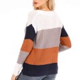 thumbnail image 4 of Hauts de Chandail à Enfiler pour Femmes Manches Mode pour Femmes Col Rond Agencement de Couleurs Hauts Amples Blouse Chandail Tricoté Hauts de Chandail Amples pour Femmes P-207 Brun G, 4 of 5