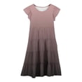 thumbnail image 4 of GDREDA Robes Fille 7 Robe d'Été pour Filles Couleur Dégradée Col Rond Manches Volantées Robe Trapèze à Étages Respirante Confortable Robe Ludique pour Enfants Tout-Petits Fête d'Anniversaire et Usage Quotidien Brun,10-11 Ans, 4 of 5