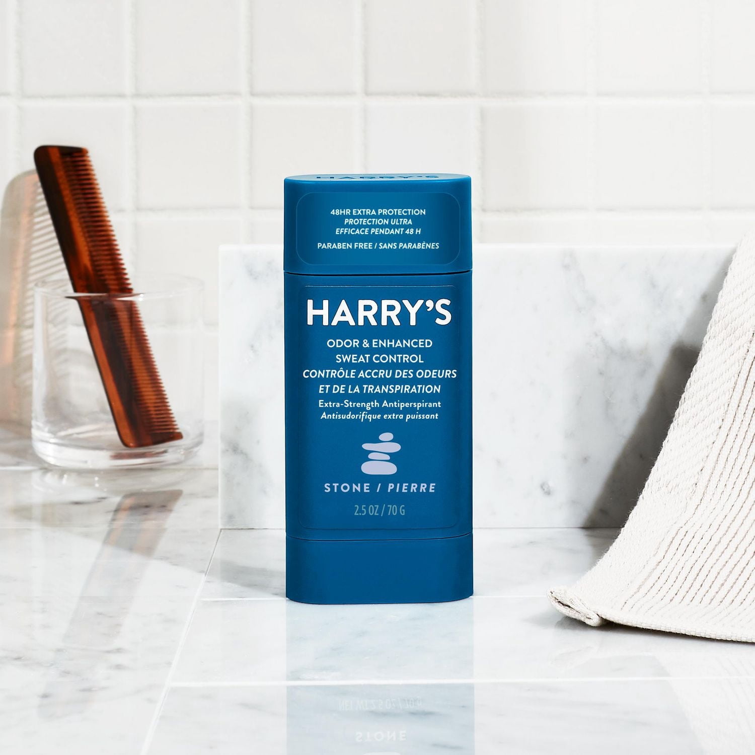 Antisudorifique pour hommes en bâton extra puissant avec protection accrue contre les odeurs et la sueur Harry’s, parfum Pierre – 70 g