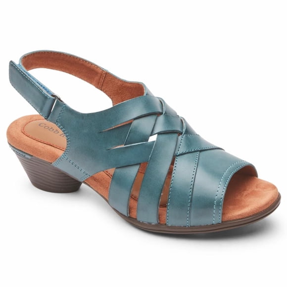 Cobb Hill LAUREL WOV SANDAL TEAL LTHR SANDAL