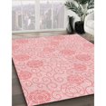 thumbnail image 3 of Ahgly Company Tapis de Zone Rond d'Intérieur Lavable à la Machine, Transitionnel, Pastel Rouge Rose, 7 Pieds Rond, 3 of 7