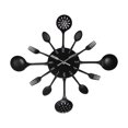 thumbnail image 1 of Youkk Kitchen Wall Clock Removable Spoon Fork Clocks Mirror Hanging Ornament Mute Movement Quartz Home Decor Black, 1 of 6