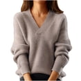 thumbnail image 1 of Timegard Hauts pour Femmes Manches Longues Col en V Pull Confortable Automne Hiver Décontracté Ample Chaud, 1 of 5