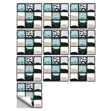 ZTTD Carreaux de Dosseret de Cuisine Pelables et Adhésifs de 10 Feuilles, Carreaux Muraux 3D Autocollants 4"x4" pour Cuisine et Salle de Bain