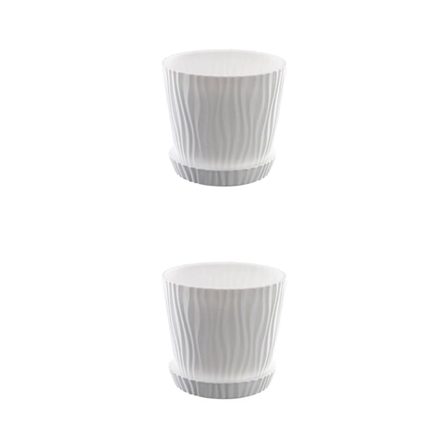 kurtrusly Modern Decorative Flower Pots Easy To Maintain Various Colors And Sizes white M pot+M tray 2Set