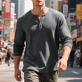 thumbnail image 2 of fatyb Casual Shirts for Men Long Sleeve Tshirts Button Pullover Solid Color Mens Lightweight Tee Tops, 2 of 7