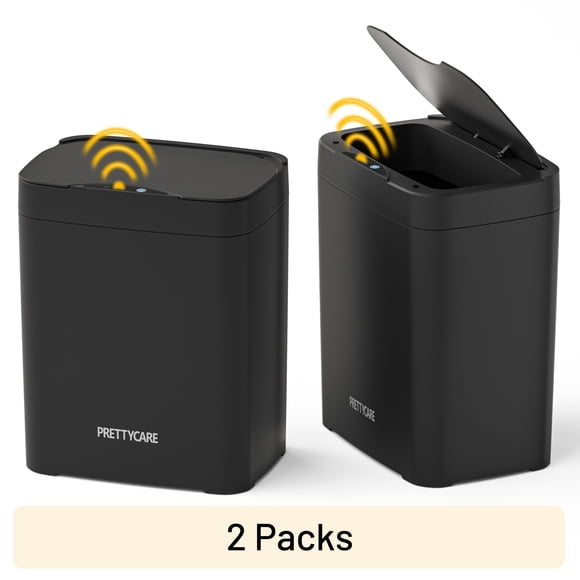 Trash Can with Lid 14L*2 Pack for Bathroom, Kitchen, Bedroom, Office GC01 black