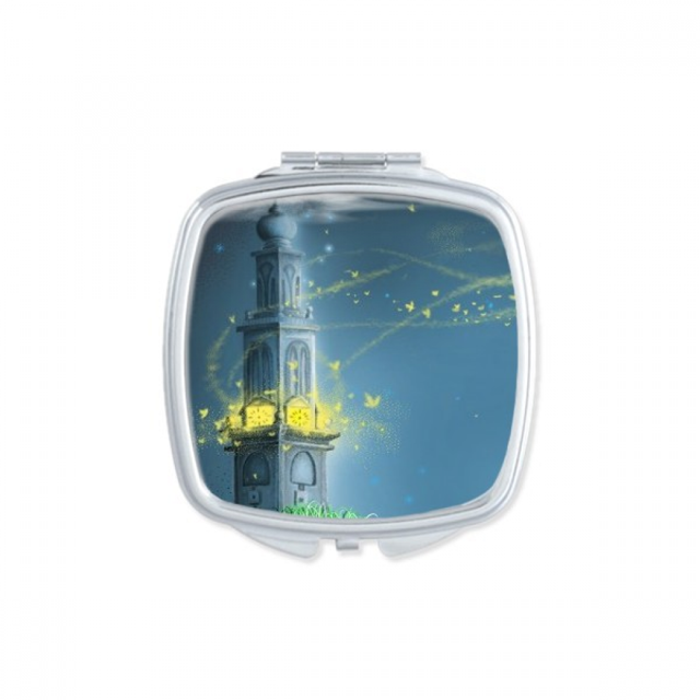 Silent Night Lighthouse Fuying Painting Square Mirror Portable Compact Pocket Makeup Double Sided Glass