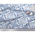 thumbnail image 3 of Soimoi White Poly Georgette Fabric Vector Design Damask Printed Craft Fabric by the Yard 52 Inch Wide, 3 of 3