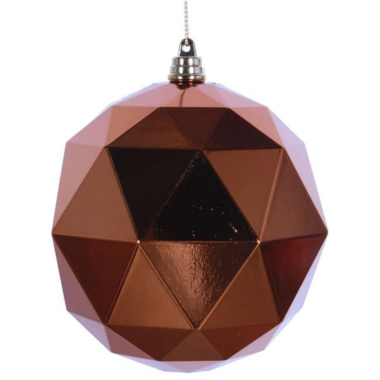 Vickerman M177588DS 8 in. Copper Shiny Geometric Christmas Ornament Ball