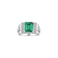 thumbnail image 1 of RYLOS Men's Rings 14K White Gold Designer Style 10X8MM Emerald Cut Shape Gemstone & Diamonds Emerald May Birthstone Rings For Men Size 13, 1 of 4