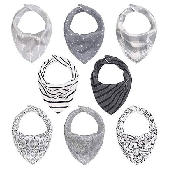 Bandana Drool Bibs for Baby Boys or Girls - 8 Pack Set for Feeding, Teething, Drooling