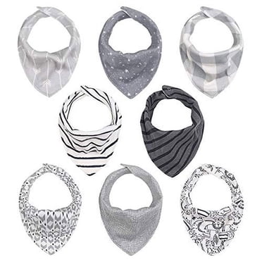 Bandana Drool Bibs for Baby Boys or Girls - 8 Pack Set for Feeding, Teething, Drooling