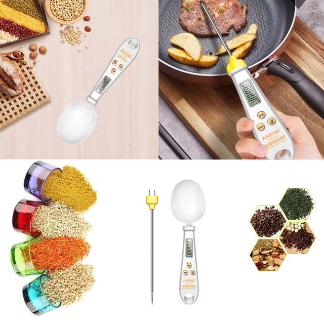 LSLJS Digital Measuring Spoon Scale With1Replaceable Temperature Needle, Food Coffee Weigh Scale High Precision for Home 500/0.1g for Kitchen Gadgets and Daily Meals, Digital Spoon Scale