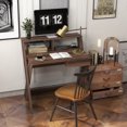 thumbnail image 2 of Gymax Computer Desk Study Writing Table Small Space w/ Drawer & Monitor Stand Walnut, 2 of 9