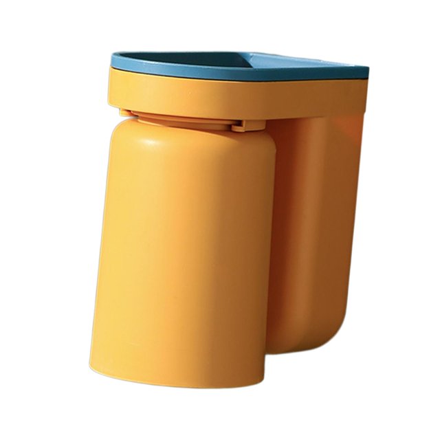 veasfak Toothbrush Holder with Gargle Cup, Drill Punch Toothbrush Storage Box Yellow