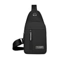 thumbnail image 2 of Crossbody Strap Bag Backpack with Headphone Hole | Multipurpose Sling Chest Pack | Lightweight Nylon Shoulder Bag | Adjustable Strap | Multiple Pockets | Hiking Travel Outdoor | 31x17x5cm | Blue, 2 of 7